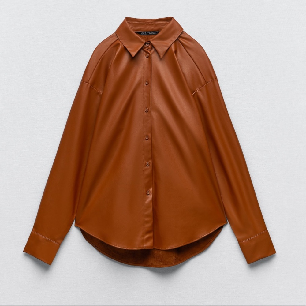 Zara faux leather button down over shirt